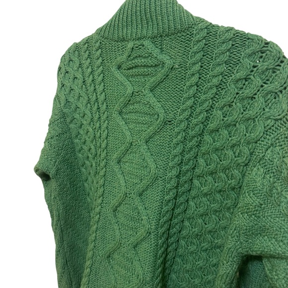 Aran Sweater Market Fisherman Merino Wool Cable Knit Zip Cardigan Green M NWT - Picture 14 of 14
